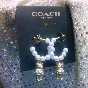 COACH pearl gold earrings